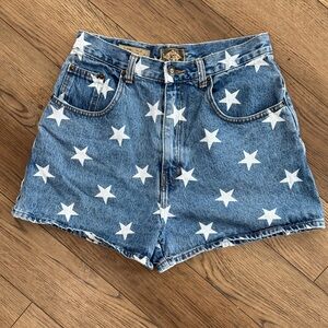 Express Blue Star-Print Jean Shorts